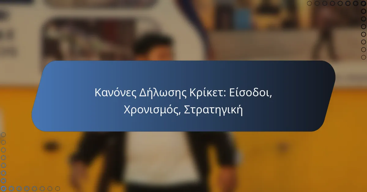 Κανόνες Δήλωσης Κρίκετ: Είσοδοι, Χρονισμός, Στρατηγική
