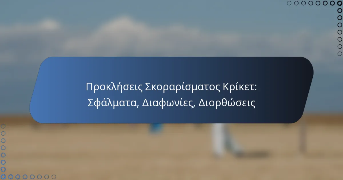 Προκλήσεις Σκοραρίσματος Κρίκετ: Σφάλματα, Διαφωνίες, Διορθώσεις